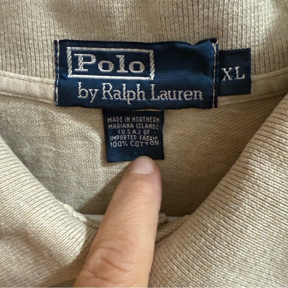 Polo Ralph Lauren Mens XL Tan Beige Cotton Short Sleeve Polo Shirt Pony Logo - Picture 3 of 3